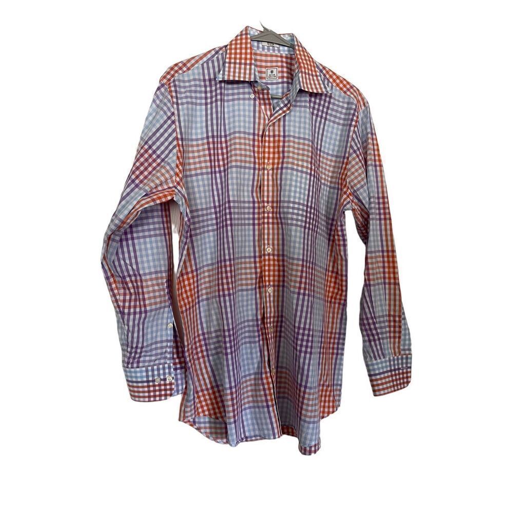 Peter Millar Men's Multi Color Plaid Long Sleeve Buttons Dress Shirt Medium
